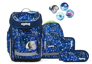 ergobag Schulranzen-Set cubo Set OzeanBärwohner - Blau | Ergonomischer Schulranzen klassisch 5-teilig für die 1. Klasse der Grundschule