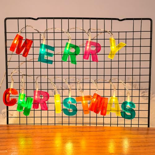 Koboko LED Lichterkette Weihnachten, Merry Christmas Buchstaben Lichterkette mit 14 LEDs, Weihnachtsbeleuchtung Innen Batteriebetrieben, Weihnachtsdeko Lichterketten für Winterdeko Weihnachtsbaum