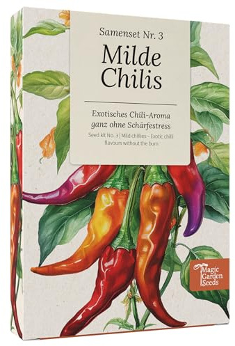 Magic Garden Seeds Milde Chili Samenset mit 6 aromatischen Sorten | Ohne Schärfestress • Pflegeleicht • Für Garten, Balkon und Hochbeet • Vielseitig für Küche und frischen Genuss