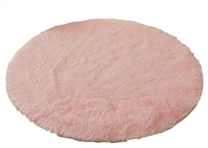 Weicher und flauschiger Teppich für Schlafzimmer, Spielteppich, Innendekoration, rund für den Boden (Pink, 180 cm)