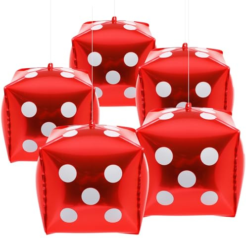 Supvox Aluminium Folien Würfel Ballons 12 Zoll Rot 10 Stück Würfel Dekoration für Themenpartys Spieleabend Party Deko Innen und Außen