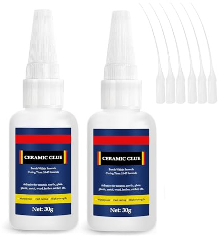 Ceramic Glue - 2PCS Super Glue - Instant Bond High Strength Waterproof Adhesive for Porcelain,Clay Pots,Figurine, Pottery, Dishes Repair, DIY Crafts 30g