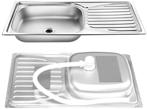 Fregadero Camper Inoxidable 304, Fregadero de Cocina con Kit de Drenaje, para Accesorios de Autocaravanas Caravanas Barcos y Furgonetas