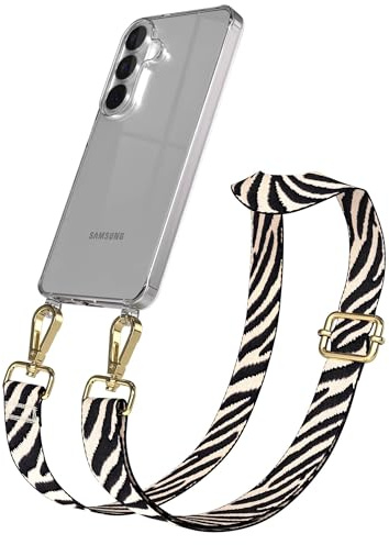 EAZY CASE Handykette - Verstellbares Taschenband kompatibel mit Galaxy S26, Schulterriemen, Handykordel mit Silikon Hülle, Umhängetasche, Braun Gold
