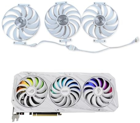 Grafikkarten Lüfter Set Weiß kompatibel mit ASUS ROG Strix GeForce RTX 3070 3080 3090 White Edition - GPU Ersatzlüfter 95mm CF1010U12S