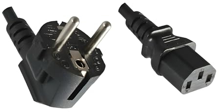 DINIC Stromkabel Netzkabel CEE 7/7 Schutzkontaktstecker auf C13, VDE, (3,00m, schwarz)