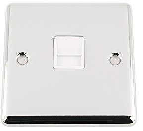 Master Telephone BT Plug Socket - Polished Chrome - Classic - White Insert