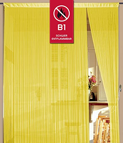 Kaikoon Fadenvorhang Fadenstore Messe B1 schwer entflammbar 90 cm x 240 cm (BxH) gelb