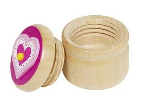 goki Holzbox Rosa Herz 4 x 4 x 4,5 cm Milchzahndose