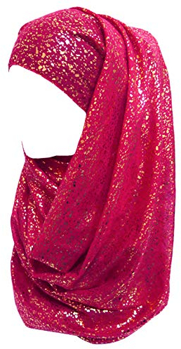 Lina & Lily Sciarpa da donna in lamina di glitter oro scintillante Hijab, Magenta, Taglia unica