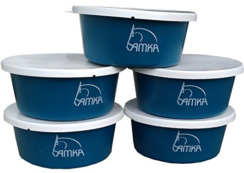Reitsport Amesbichler AMKA Müslischale Futterschale Leckschüssel 5er Set 5 Liter mit Deckel für Tiere, Pferde, Hunde usw. Farbe: Petrol
