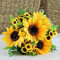 1 bouquet artificiale di girasoli in seta, 7 steli di fiori per decorazione domestica, matrimoni, mazzo di fiori per la sposa, decorazione floreale