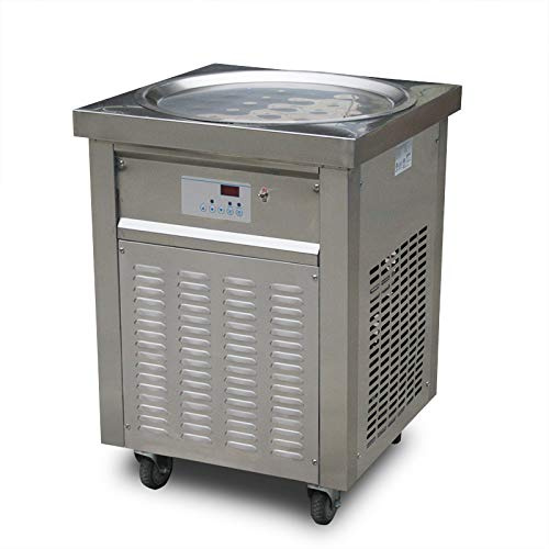 Kolice Commercial fried ice cream machine,55cm dia single round pan rolled ice cream machien, fry ice cream roll machine -auto defrost, smart AI temperature control