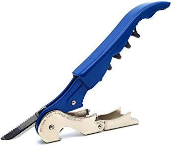 Pulltap's Genuine Classic 500 Double-Hinged Lever Waiters Wine Corkscrew Bottle Opener (Azul)