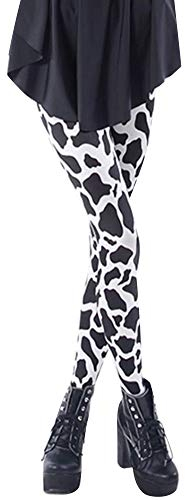Mengyu Damen Modisch Athletic Leggings Kuh Digital Drucken Yoga Hosen Fitness Workout Running Strumpfhose Weiß S