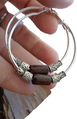 4,5 CM CREOLEN & HOLZ ETHNO BOHO TRIBAL auffällige, einmalige Ohrringe