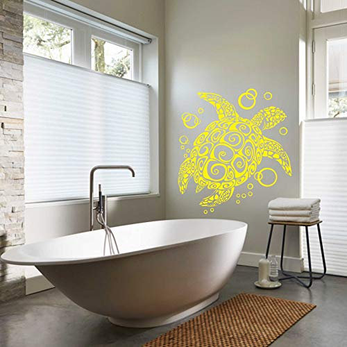 INDIGOS UG - Wandtattoo Wohnzimmer - Wandaufkleber Schildkröte Bubble Turtle 30cm x 28cm - gelb - Aufkleber Kinderzimmer Schlafzimmer Küche Badezimmer Büro Dekoration