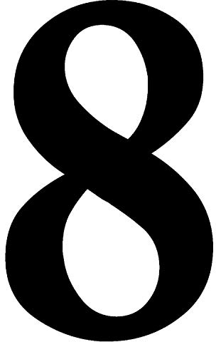 Zahlen-Aufkleber Nr. 8 in schwarz I Höhe 20 cm I selbstklebende Haus-Nummer, Ziffer zum Aufkleben für Außen, Briefkasten, Tür I wetterfest I kfz_472_8