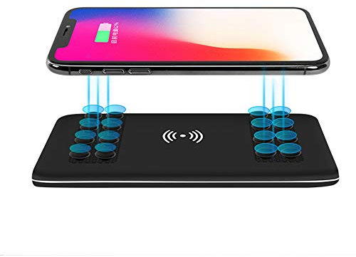 MYYINGELE Qi Wireless Power Bank, 10000mAh Wireless Charger Fast Charging Battery Pack with Dual Input and Suction Cup Compatible iPhone XS/XR/XS Max/8/8 Plus and All Qi-Enabled DeviceMore, black
