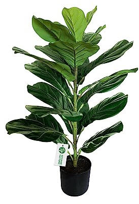 BESAMENATURE 30 Little Artificial Fiddle Leaf Fig Tree/Faux Ficus Lyrata for Home Office Decoration