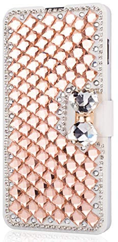 HongHushop Rhinestone Bling Diamond PU Leather Case for iPhone 6 / iPhone 6s Card Slots Magnetic Flip Stand Wallet Glitter Cover Case for iPhone 6 / iPhone 6s - Rose gold