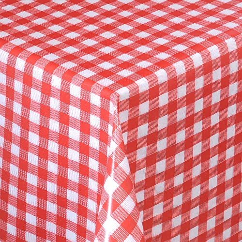 Wachstischdecke Wachstuch Tischdecke Gartentischdecke abwaschbar eckig 220x140 cm kariert Rot Weiss