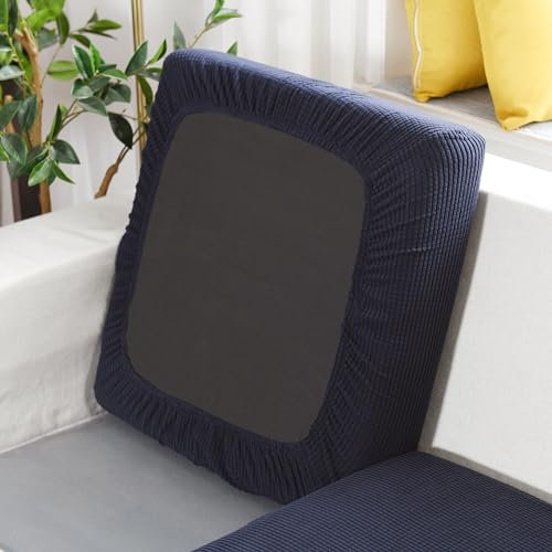SYLC Sofa Sitzkissenbezug Stretch Sitzkissenschutz Elastischer Kissenbezüge, Husse Überzug Bezug Für Sofa Sitzkissen, rutschfest Stoff Tartan (Navy blau,2-Sitzer Groß)