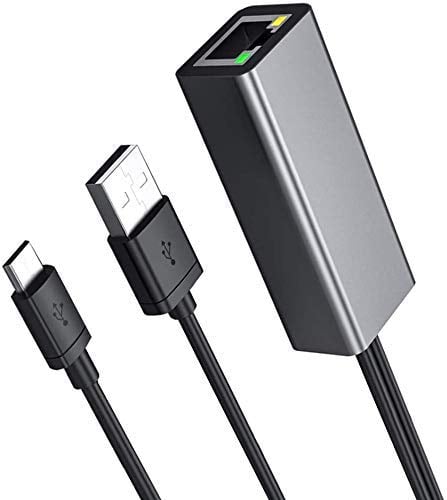 Adaptador Ethernet Fire TV Stick, Adaptador Ethernet para Fire Stick y Chromecast, Chromecast Ultra 4k, Fire TV Cube, Micro USB a LAN RJ45 con Cable de alimentación por Dragon Trading