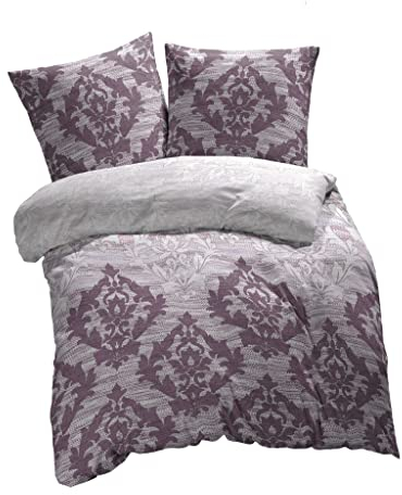 ETÉREA Renforcé Bettwäsche 135x200cm + 80x80cm - 100% Baumwolle - Bettbezug Barock natürlich weich - Bettwäsche Set mit Kissen 135x200cm Bettbezug + 80x80cm Kissenbezug 2teilig - OEKOTEX - Lila