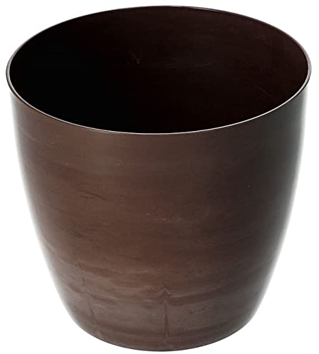 KADAX Flowerpot, fioriera, secchio di fiori rotondi in plastica, pentola per cactus, felci, stufato lucido per balcone, appartamento e terrazza (⌀ 18 cm, marrone)