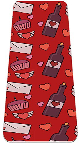 Eslifey Happy Valentine's Day Love Card Cake Yoga-Matte Dicke rutschfeste Yogamatten für Damen und Mädchen Trainingsmatte Weiche Pilates-Matten (182,9 x 61 cm, 0,6 cm dick)