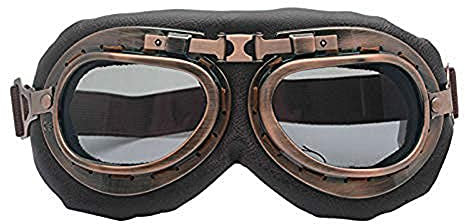 Riloer Retro Motorrad Helm Brille Bronze Vintage Fliegerbrille, Geeignet für Harley Motorräder, Grau