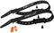 Fixplus Gear Tightener Set 46cm - Fixation de la Charge sur Le vélo pour Les Grandes pièces - 2X Supports en Aluminium avec vis incluses + 2X Sangles de Tension de 46cm Noir et 2X Strapkeepers Orange