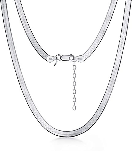 Amberta Damen Flache Schlangen Halskette aus 925 Sterling Silber: 4.5 mm 41 cm
