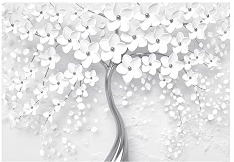 WallArena - Vlies Fototapete Blumen Baum Natur Landschaft 312x219 cm - Fototapeten - Tapeten - für Wohnzimmer Schlafzimmer - Vliestapete Wandtapete Tapete 3D Effekt- inkl. Kleister