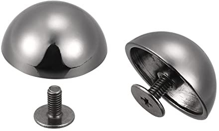 sourcing map Remaches de cabeza redonda hueca de cuero de 20 x 9 mm, color negro, 8 juegos