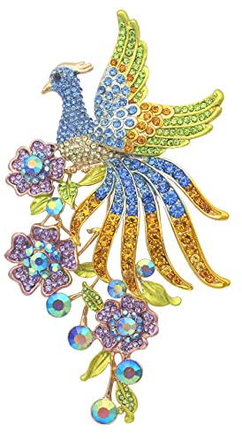 KristLand Broche en Cristal Broche De Paon pour Femmes Cristal Autrichien Strass Bijoux Fantaisie Fête Coffret Cadeau