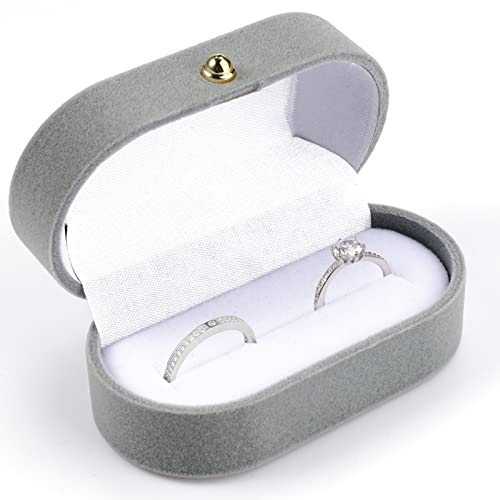 Ringschatulle 2 Ringe,Samt Schachtel Ringbox Hochzeit,Grau Ringschachtel Verlobungsring Flannel Ring Box Wdding,Schmuckkästchen Damen,Ringkästchen für Heiratsantrag,Hochzeit,Valentinstag