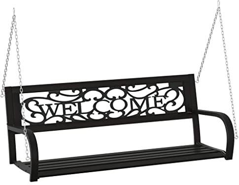vidaXL Hollywoodschaukel 125 cm Stahl und Kunststoff Schwarz