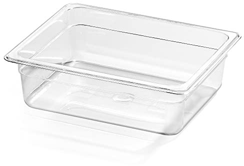 Forgast Contenitore Gastronorm GN 1/2 in Policarbonato, Dimensioni 32,5x26,5x10 cm, Vaschetta Gastronorm, Vassoio, Resistente alla Temperatura, Lavabile in Lavastoviglie, Transparente