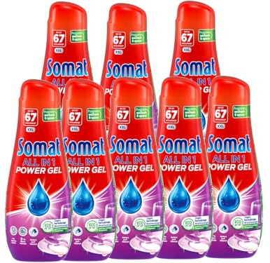Somat All in 1 Power Gel (8x67 Spülgänge), Geschirrspülmittel für kraftvolle Reinigung und strahlend sauberes Geschirr, sogar im Eco-Programm & bei niedrigen Temperaturen