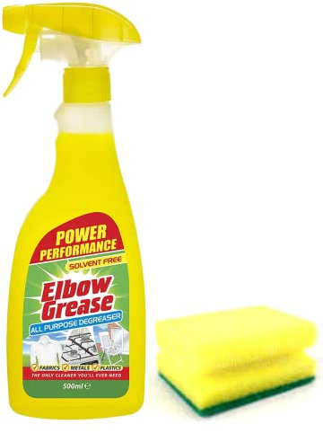 Elbow Grease All-purpose Degreaser Spray- 500 ml- Effective Cleaner Formula for Kitchen, Fabric, and Metallic Surfaces with Degreaser Sponge