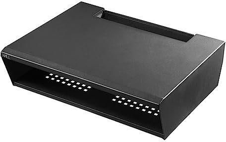 WALL Box Shelf, Regalfach für TV-Ständer V4, 2 Ebene, freie Positionierung, thermische Belüftung, Trägbar bis zu 10kg,Für Videospielkonsole, DVD/Blu-ray Player, DVR, Receiver, Satin schwarz