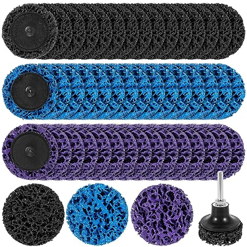 45 Stück CSD Scheibe Schleifscheibe 50mm Grobschleifscheibe mit Ständer Lila/Blau/Schwarz Reinigungsscheibe Bohrmaschine Reinigungsscheibe Set für Oberflächenbearbeitung Polieren Rostentfernung
