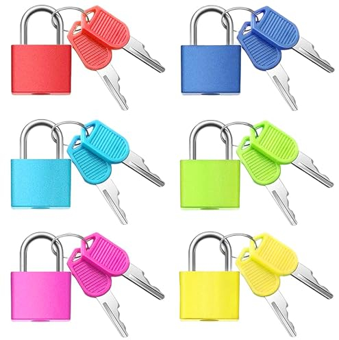 6 cerraduras para maletas con llaves, candados para maletas pequeñas, candados de viaje de Metal de colores para viajes, escuela, gimnasio