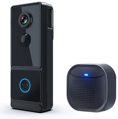 Smart Video Doorbell Camera Wireless with Chime Ringer Smart AI Human Detection 2.4G WiFi 2-Way Audio 1080P HD Night Vision Cloud Storage IP65 Waterproof App Control Smart Security Doorbell Camera