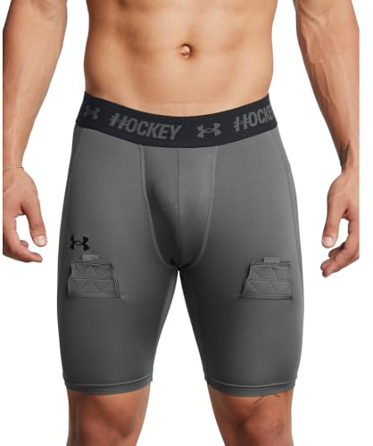 Under Armour Men's Hockey Compression Shorts, (025) Castlerock / / Black, Large