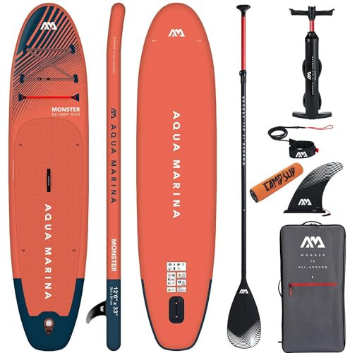 Campsup SUP Aqua Marina Monster 12'0 Floater Aufblasbares Stand Up Paddle Board | 366 x 84 x 15 cm | Surfboard für Einsteiger & Fortgeschrittene mit zubehör | Tragkraft bis 170 Kg