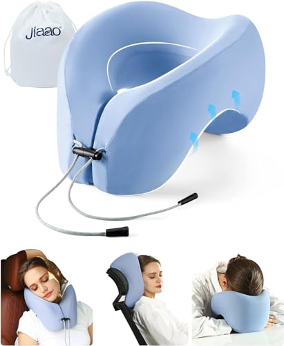 jiaao Nackenkissen Flugzeug, Reisekissen 100% Memory Foam - Reise Gadgets - Nackenhörnchen, Ideal für Reisen mit Auto, Bahn und Flugzeug - Nackenhörnchen Erwachsene - Blau
