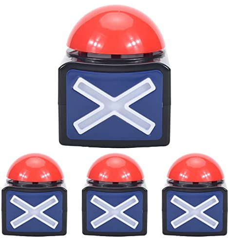 Exogio 4 unids zumbador de respuesta, botón de reproducción de sonido de alarma de zumbador con preguntas y respuestas ligeras Got Talent Game Buzzer para Family Feud Game, Clase de prueba
